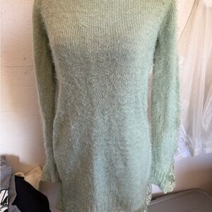 Ryu Mint Green Fuzzy Crew Neck Sweater